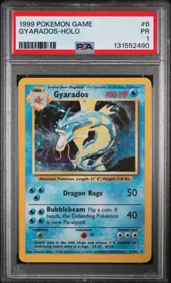 1999 POKEMON BASE SET UNLIMITED #6/102 GYARADOS-HOLO PSA 1 (A) - Image 1
