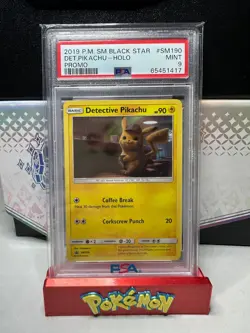 Detective Pikachu PSA 9 MINT #SM190 Pokemon Black Star Promo - Image 1