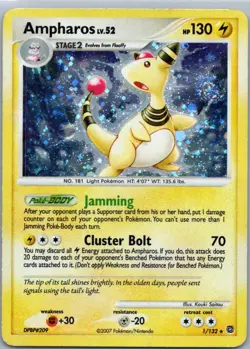Pokemon TCG Ampharos 1/132 Secret Wonders Holo LP - Image 1