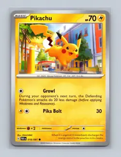 Pikachu 018/091 Common Paldean Fates Pokemon Lightly Played - Image 1