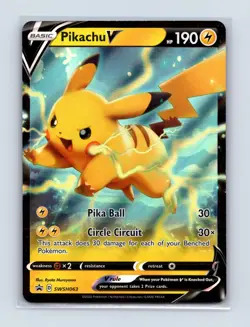 Pikachu V SWSH063 Holo Promo Sword & Shield Promo Pokemon Near Mint - Image 1