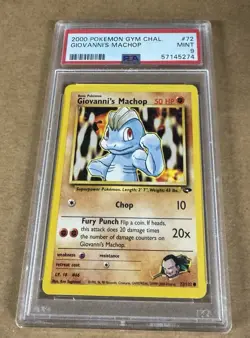 2000 Pokemon Gym Heroes Giovanni's Machop #72 PSA 9 - Image 1