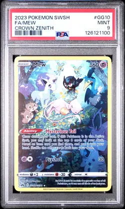 2023 POKEMON SWORD & SHIELD CROWN ZENITH #GG10 FULL ART/MEW PSA 9 - Image 1