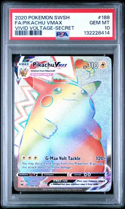 2020 POKEMON SWORD & SHIELD VIVID VOLTAGE SECRET FULL ART/PIKACHU VMAX PSA 10 - Image 1