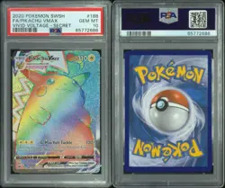 Pokemon Pikachu VMAX 188/185 Secret Rainbow Rare Vivid Voltage PSA 10 - Image 3