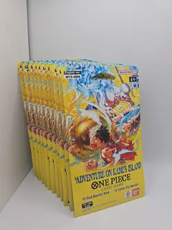 One Piece Adventure On Kami’s Island OP15-EB04 Sleeved Booster Lot Of 11 Packs - Image 1
