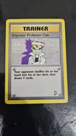 Imposter Professor Oak 102/130 Rare Base Set 2 WOTC Pokemon Card - Image 1