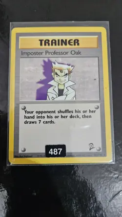 Imposter Professor Oak 102/130 Rare Base Set 2 WOTC Pokemon Card - Image 3