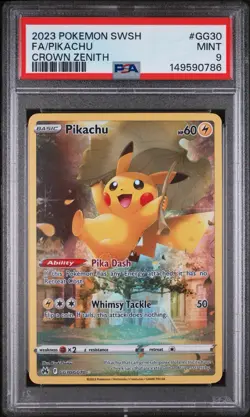 2023 POKEMON SWORD & SHIELD CROWN ZENITH #GG30 FULL ART/PIKACHU PSA 9 - Image 1