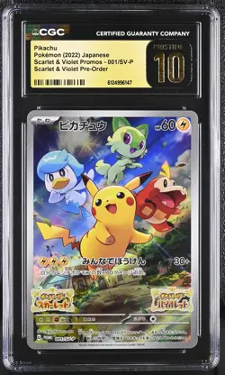 CGC 10 PRISTINE - Pikachu 001/SV-P Pre-Order Japanese Promo - Pokemon - Image 1