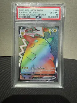 PSA 10 Pikachu VMAX 188/185 Vivid Voltage Secret Rare Full Art Holo Pokemon - Image 1