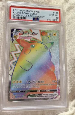 Pokemon Pikachu VMAX Secret Rare Full Art Holo 188/185 Vivid Voltage PSA 10 - Image 1