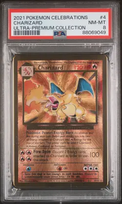 Pokemon Gold Metal Charizard #4 | PSA 8 | Ultra Premium Collection UPC. - Image 1