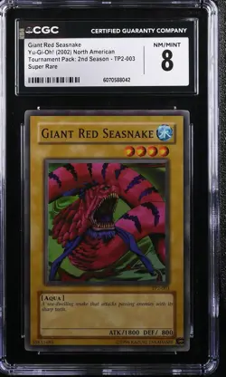 2002 Yu-Gi-Oh! Giant Red Seasnake Tournament Pack 2 TP2-003 Super Rare CGC 8 - Image 1