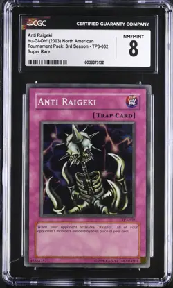2003 Yu-Gi-Oh! Tournament Pack TP3-002 Anti Raigeki Super Rare CGC 8 - Image 1