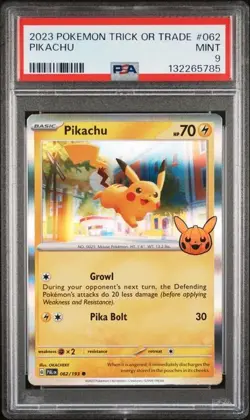 2023 Pokemon Trick or Trade Pikachu #062/193 Foil PSA 9 MINT! - Image 1