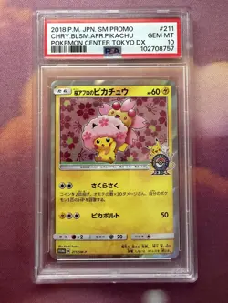 PSA 10 Cherry Blossom Afro Pikachu 211/SM-P Holo 2018 Pokemon Card Japanese #297 - Image 1