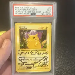 Pokemon PSA 10 auto grade 5 1st Edition Base Set Red Cheeks Pikachu LOW POP - Image 1