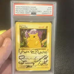 Pokemon PSA 10 auto grade 5 1st Edition Base Set Red Cheeks Pikachu LOW POP - Image 2