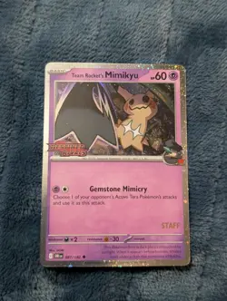 Team Rockets Mimikyu Stamped Prerelease Staff Promo Card 087/182 Destined Rivals - Image 1