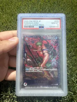 2025 ONE PIECE JAPANESE PROMOS OFFICIAL EVENT PRIZE #015 RORONOA ZORO PSA 10 - Image 1