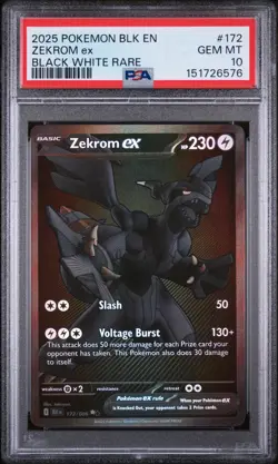 Pokemon Zekrom ex 172/086 Sv: Black Bolt Rare Holo PSA 10 English 2025 - Image 1
