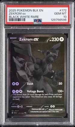 2025 POKEMON BLK EN-BLACK BOLT BLACK WHITE RARE #172 ZEKROM EX PSA 10 - Image 1