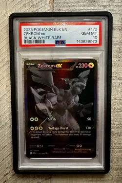 2025 Pokemon Black Bolt Rare Zekrom Ex #172 PSA 10 with guard - Image 1