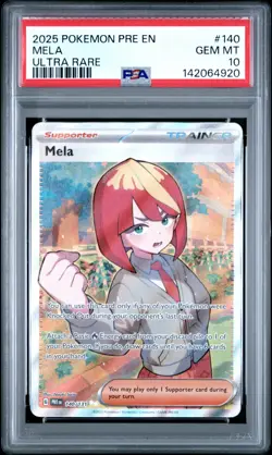 2025 Pokemon Prismatic Evolutions MELA #140 Ultra Rare PSA 10 Gem Mint - Image 1
