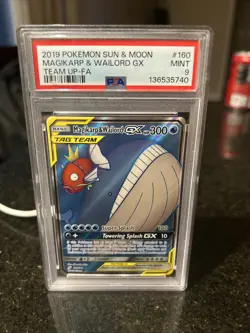 2019 POKEMON SUN & MOON TEAM UP #160 FULL ART/MAGIKARP & WAILORD GX PSA 9 - Image 1