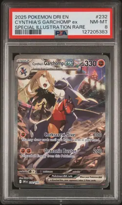 2025 POKEMON DRI EN-DESTINED RIVALS #232 CYNTHIA'S GARCHOMP EX PSA 8 - Image 1