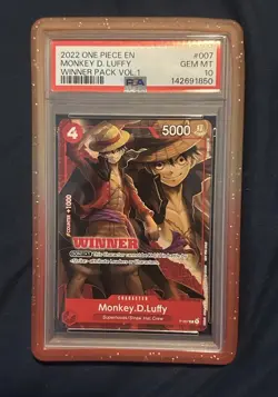 2022 One Piece EN #007 Monkey D Luffy Winner Pack Vol 1 PSA 10 - Image 1