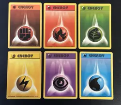 Pokemon Card Bundle - Base Set Energy Cards - Original 90s Base WOTC Vintage X6 - Image 1