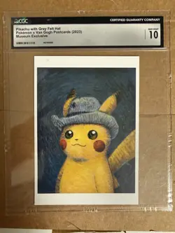 Pikachu With Grey Felt Hat Pokemon X Van Gogh Postcards CGC10 - Image 1