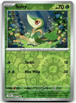 Snivy 001/086 Common SV: Black Bolt Pokemon Reverse Holo Near Mint - Image 1