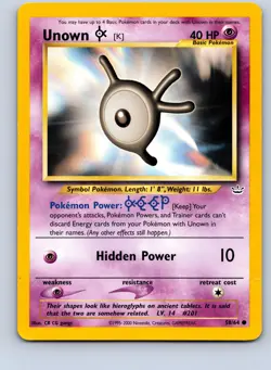 Pokemon: Neo Revelation Unown [K] #58/64 Common,Regular .VO5 - Image 1