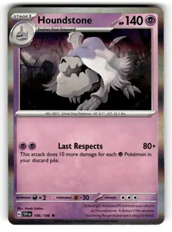 Pokemon: SV01: Scarlet & Violet Base Set Houndstone #106/198 Rare,Holo .P2N - Image 1