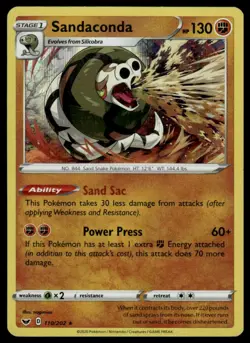Pokemon: SWSH01: Sword & Shield Base Set Sandaconda #110/202 Holo Rare .P1N - Image 1