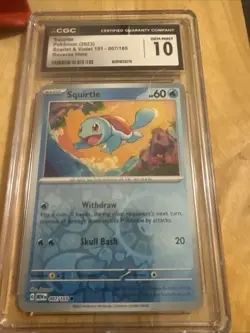 Pokemon TCG Squirtle 2023 Scarlet Violet 151 Reverse Holo 007/165 CGC 10 - Image 1