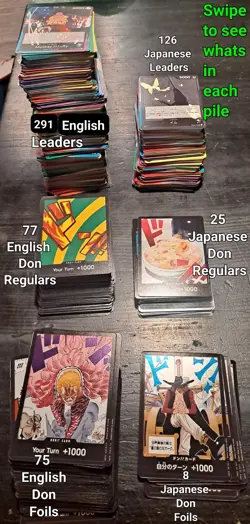 One Piece DON & LEADERS, Regulars & Foils Lot(602) NM(A Few LP) English/Japanese - Image 1