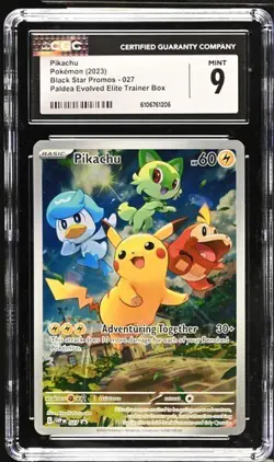 ⭐ PIKACHU #027 - 2023 POKEMON PALDEA EVOLVED ETB BLACK STAR PROMO CGC MINT 9 - Image 1