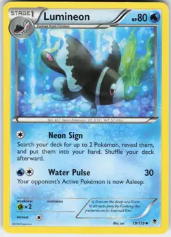 Lumineon 19/119 Uncommon Phantom Forces Pokemon Lightly Played - Image 1