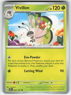 Vivillon 007/191 Uncommon Surging Sparks Pokemon Near Mint - Image 1