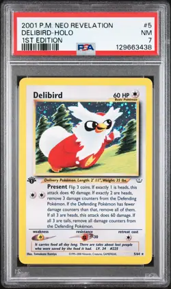 2001 POKEMON NEO REVELATION 1ST EDITION #5 DELIBIRD-HOLO PSA 7 - Image 1