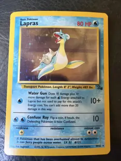 Pokemon TCG Lapras #10/62 Fossil Holo Rare Vintage Played - Image 1