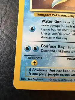 Pokemon TCG Lapras #10/62 Fossil Holo Rare Vintage Played - Image 2
