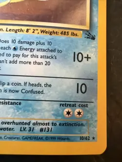 Pokemon TCG Lapras #10/62 Fossil Holo Rare Vintage Played - Image 5