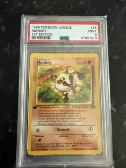 Pokemon 1st Edition Jungle Mankey 55/64 PSA 9 - Image 1