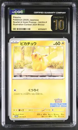 CGC 10 Pikachu 242/SV-P Illustration Contest 2024 Winner Pokemon Pristine PSA - Image 1