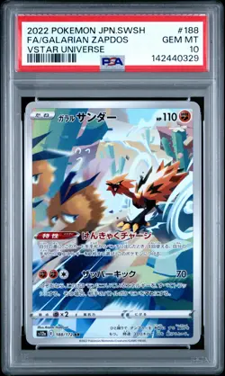 PSA 10 Galarian Zapdos 188/172 Vstar Universe Pokemon Japanese PSA - Image 1